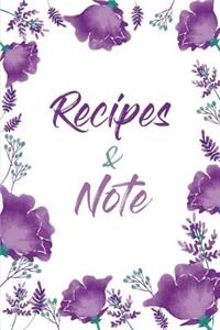 Recipes & Notes: Blank Recipe Book, Recipe Journal