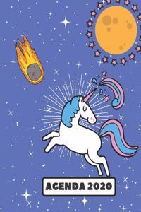 2020 Licorne dans L'espace Agenda: Planificateur semainier 2020 - Agenda semainier 2020: Du 1er janvier 2020 au 31 décembre 2020 - Agenda pour Les amoureux de licornes - Planificateur