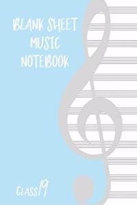 Blank Sheet Music Composition Manuscript Staff Paper Art Music CLASS 19 Notebook Birthday Gift