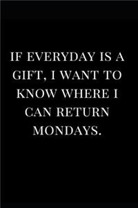 If Everyday Is a Gift, I Want to Know Where I Can Return Monday