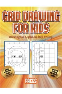 Drawing for beginners step by step (Grid drawing for kids - Faces)