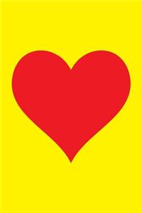 100 Page Blank Notebook - Red Heart on Yellow