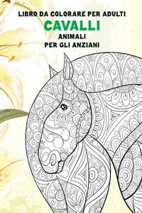 Libro da colorare per adulti - per gli anziani - Animali - Cavalli