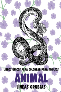 Libros únicos para colorear para adultos - Líneas gruesas - Animal