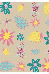 Cactus Flowers Retro Modern Lined Undated Journal
