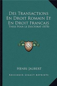 Des Transactions En Droit Romain Et En Droit Francais
