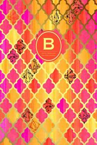 B - Initial Monogram Journal - Dot Grid, Moroccan Orange Pink