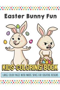 Easter Bunny Fun Kids Coloring Book Large Color Pages With White Space For Creative Designs