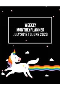 Weekly Monthly Planner July 2019 to June 2020