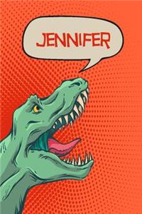 Jennifer: Personalized Dino Isometric Dot Paper Notebook 120 Pages 6x9