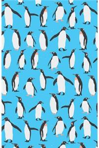 Journal Notebook Penguins in Snow Winter Pattern - Blue