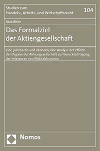 Das Formalziel Der Aktiengesellschaft
