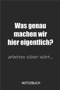Was genau machen wir hier eigentlich? arbeiten sicher nicht... Notizbuch