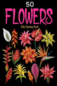 50 Flowers Kids Coloring Book