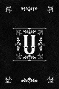 Scandinavian Design Floral Monogram Daily Journal Notebook - Letter U