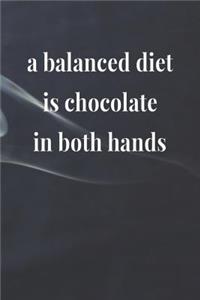A Balanced Diet Is Chocolate in both hands