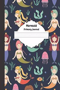 Mermaid Primary Journal: Grades K-2, Half Page Lined Handwriting Paper with Drawing Space