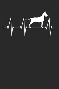 Great Dane Journal - Great Dane Notebook 'Dog Heartbeat' - Gift for Great Dane Lovers