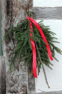 Holiday Greenery with a Red Ribbon Journal