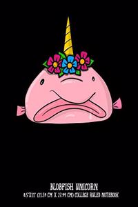Blobfish Unicorn 8.5x11 (21.59 cm x 27.94 cm) College Ruled Notebook