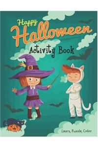 Happy Halloween Activity Book Learn, Puzzle, Color