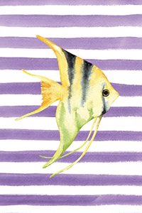 Yellow Angelfish Watercolor Stripe Journal, Narrow Ruled