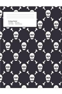 Halloween Skulls Composition College Ruled Book (7.44 x 9.69) 200 pages V3