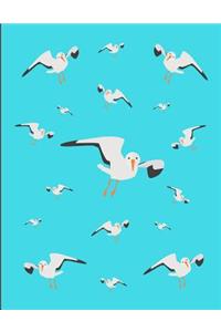 Seagulls Flying In Blue Sky Notebook Journal 150 College Ruled Pages 8.5 X 11