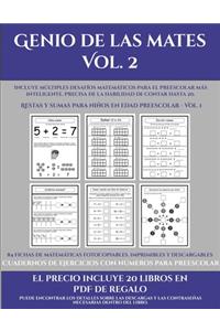 Cuadernos de ejercicios con números para preescolar (Genio de las mates Vol. 2)
