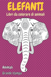 Libri da colorare di animali - Grande stampa - Animali - Elefanti