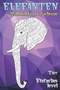 Malbuch für Erwachsene - Einfaches Level - Tier - Elefanten