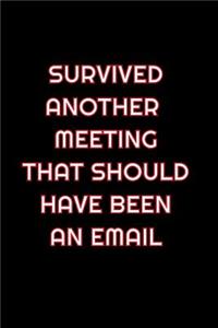 Survived Another Meeting That Should Have Been An Email: Lined Blank Notebook Journal With Funny Saying On Cover, Great Gifts For Coworkers, Employees, And Staff Members, Employee Appreciation