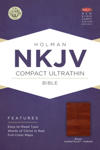 NKJV Compact Ultrathin Bible, Brown Cross LeatherTouch, Indexed