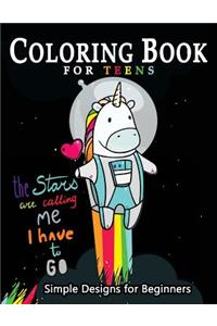 Coloring Book For Teens Simple Designs for Beginners