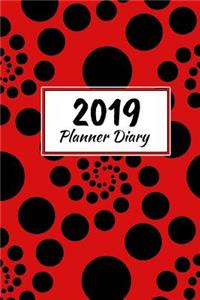 2019 Planner Diary: Red Cover with Black Spots