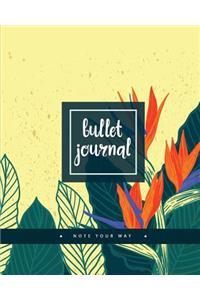 Bullet Journal Write Your Way: Dotted Grid Dated Notebook, Classic Yellow Pretty Floral Garden: Large Quarterly Bullet Journal Blank Pages with Number, 150p, 8x10