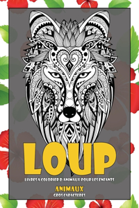 Livres à colorier d'animaux pour les enfants - Gros caractères - Animaux - Loup