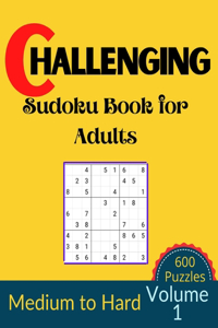 Challenging Sudoku Book for Adults Volume 1