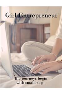 Girl Entrepreneur Big Journeys Begin with Small Steps. Brainstorming Creative Ideas Journal Zoe Torres