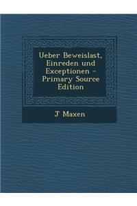 Ueber Beweislast, Einreden Und Exceptionen