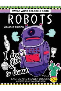 Robots Swear Word Coloring Book Midnight Edition Vol.2