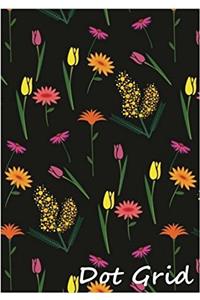 Dot Grid Notebook: Black Wallpaper Fflower