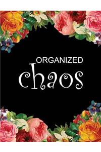 Organized Chaos Black and White Floral Lined Notebook (Composition Book Journal)