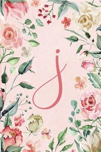 2020 Weekly Planner - Letter J - Pink Green Floral Design