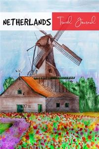 Netherlands Travel Journal: Blank Lined Notebook for Travels And Adventure Of Your Trip Turbine Watercolor Matte Cover 6 X 9 Inches 15.24 X 22.86 Centimetre 111 Pages