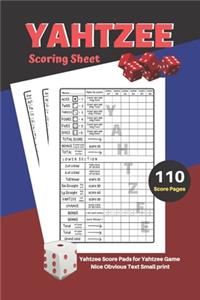 Yahtzee Scoring Sheet