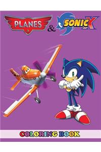Planes and Sonic X Coloring Book: 2 in 1 Coloring Book for Kids and Adults, Activity Book, Great Starter Book for Children with Fun, Easy, and Relaxing Coloring Pages