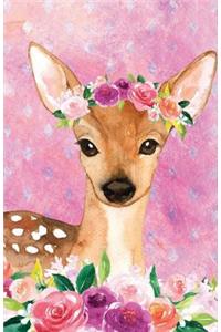 Journal Notebook For Animal Lovers Female Deer In Flowers