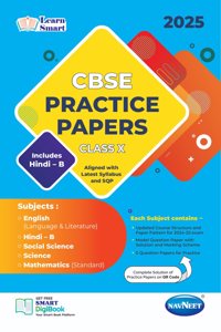 NAVNEET LEARN SMART â€“ CBSE PRACTICE PAPERS CLASS 10 FOR BOARD EXAMS 2025 [English + Hindi B + Social Science + Science + Mathematics (Standard)]