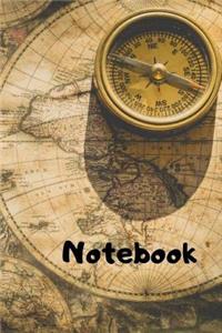 Notebook: Notebook / Travel Diary with Map or Landscape Cover - Wide Ruled Line Paper